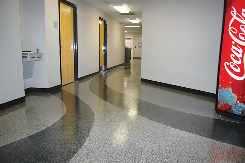 Decoratively-patterned hallway flooring
